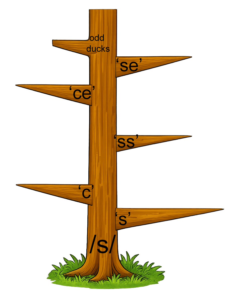 Spelling tree for /s/